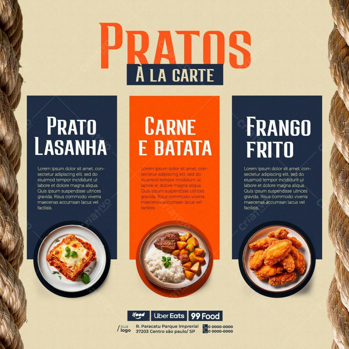 Flyer Cardápio Restaurante PSD Editável