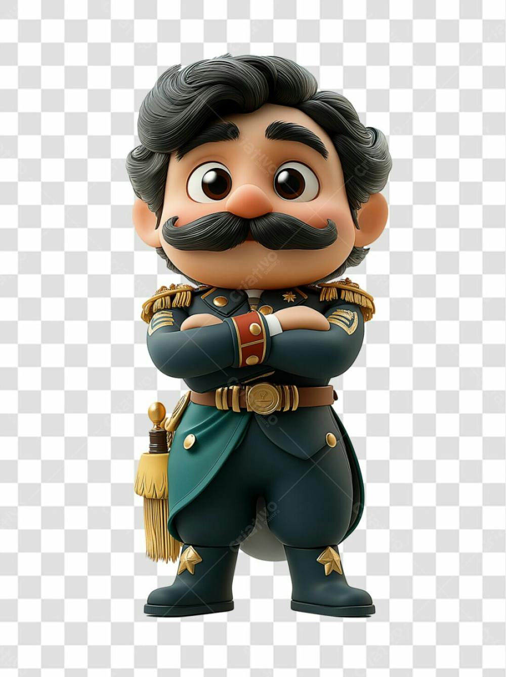 imagem 3d homem com bigode e braços cruzados