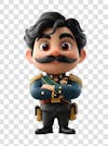 3d character, man, mustache, wearing, uniform