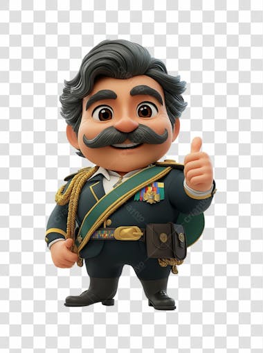 Imagem 3d homem feliz, bigode, sinal de positivo