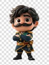 3d character, man, mustache, wearing, uniform