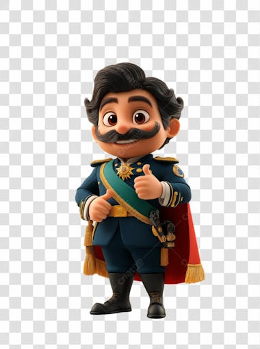 Imagem 3d homem com bigode sinal de positivo e farda