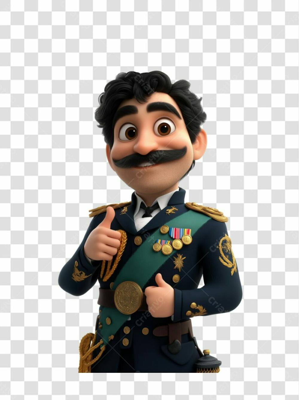 imagem 3d homem com bigode e usando uniforme