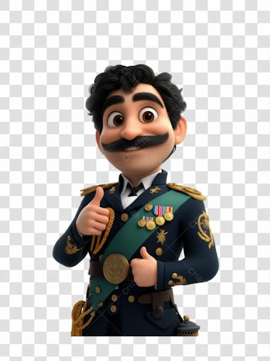 Imagem 3d homem com bigode e usando uniforme