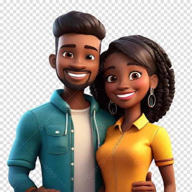 Casal afro png fundo transparente