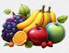 Fruits apple banana grapes orange png transparent background