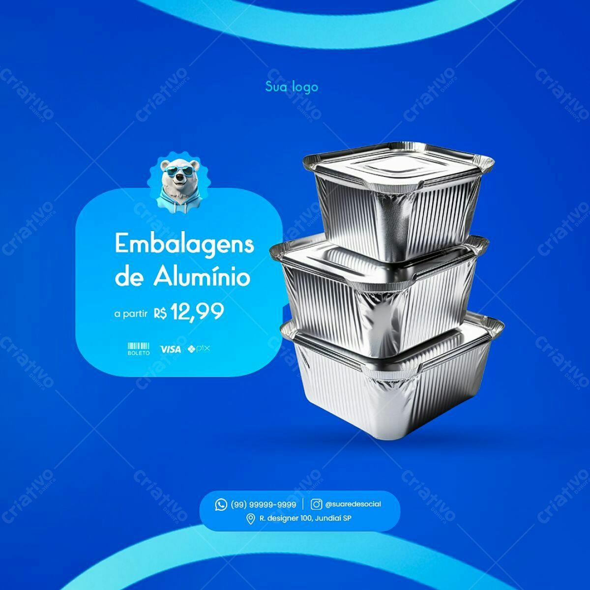 Postagem Embalagens Alumínio PSD Editável