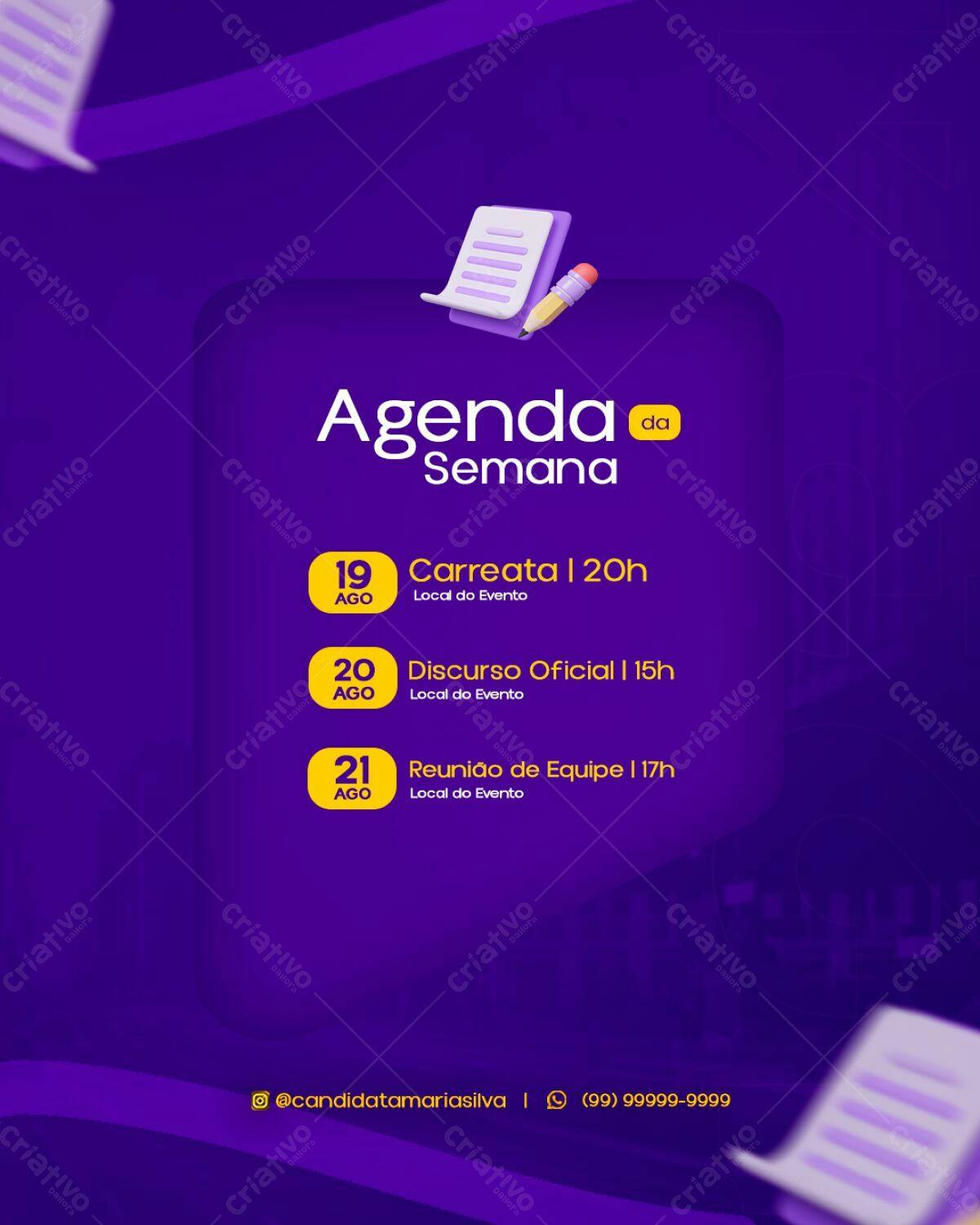 Flyer Agenda Semanal PSD Editável