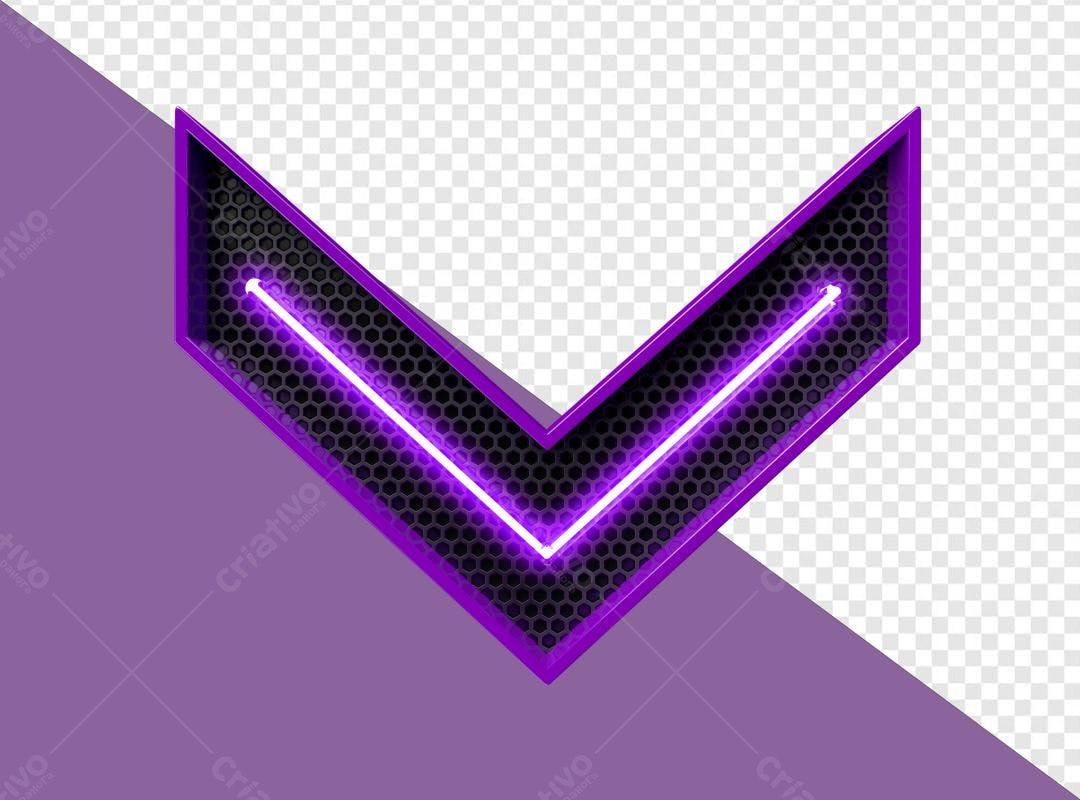 Selo 3D direcional neon roxo e preto