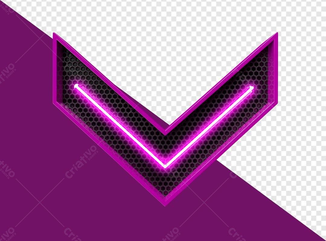 Selo 3D direcional neon roxo e metálico