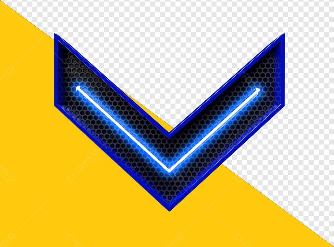 Selo 3D direcional azul e preto neon