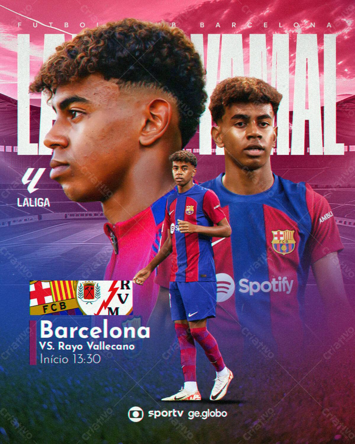 Poster Futebol Barcelona x Rayo PSD Editável