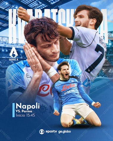 Futebol napoli serie a italiano kvaratskhelia psd editável