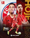 Football, bayern fc, bundesliga, jamal musiala, psd, editable.