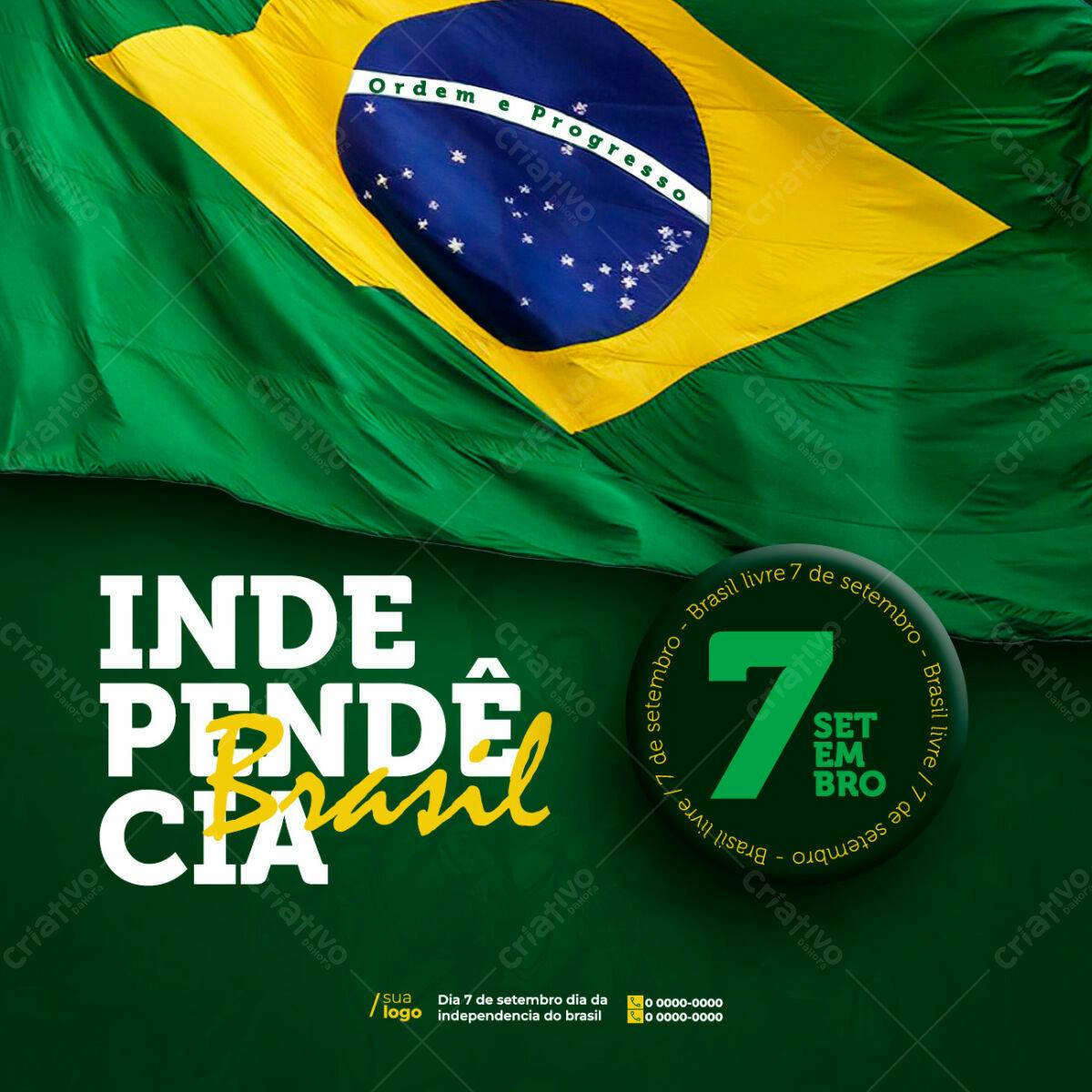 Post para o Dia da Independência do Brasil PSD Editável