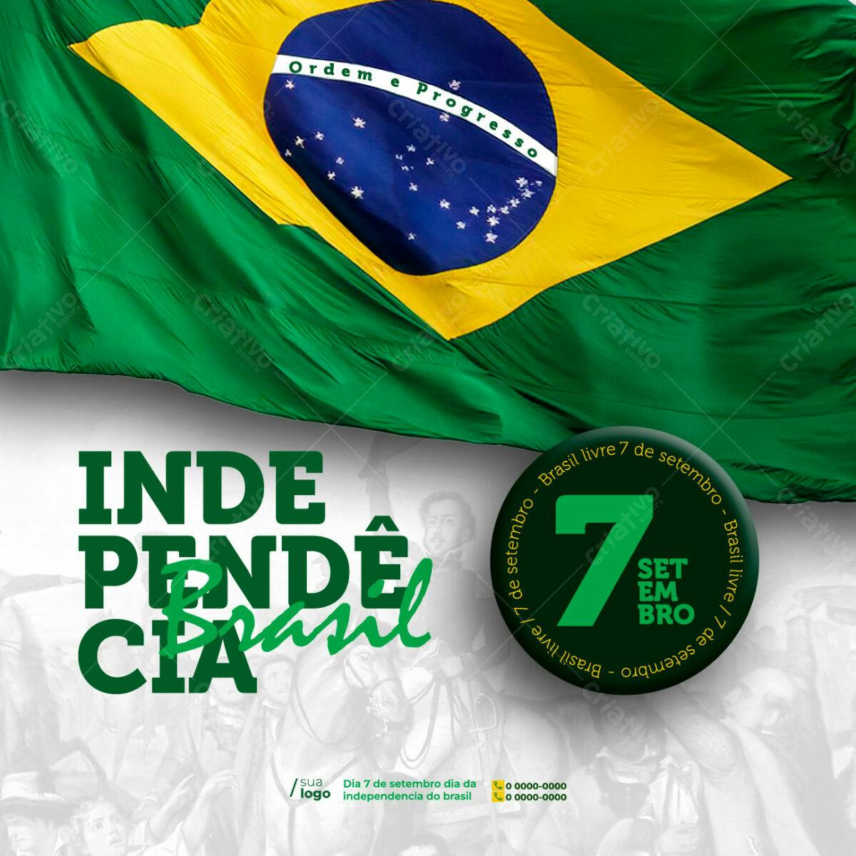 Flyer 7 de Setembro Independência do Brasil PSD Editável