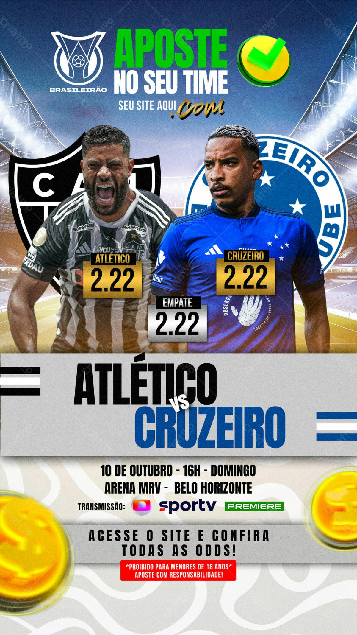 Flyer Atlético x Cruzeiro PSD Editável