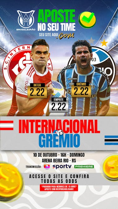 Flyer esportivo aposte no seu time clássico atlético vs cruzeiro