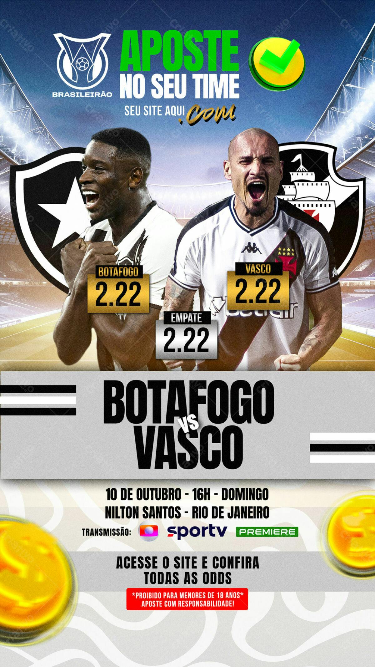 Flyer Botafogo x Vasco PSD Editável