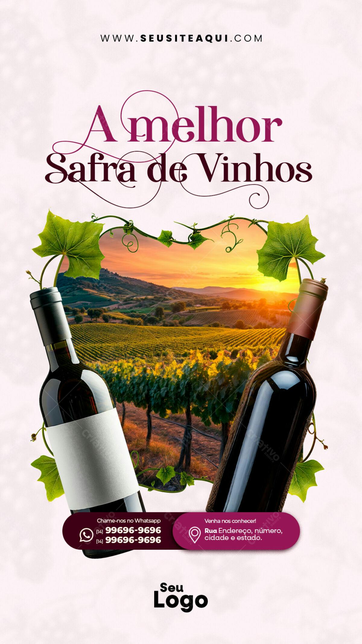 Flyer para Festa da Colheita de Vinhos PSD Editável