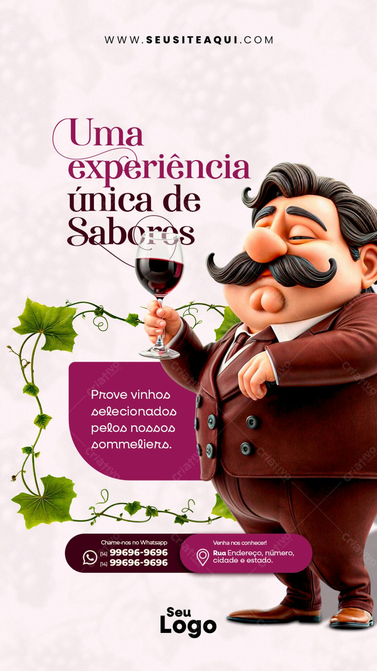 Flyer para Degustação de Vinhos PSD Editável