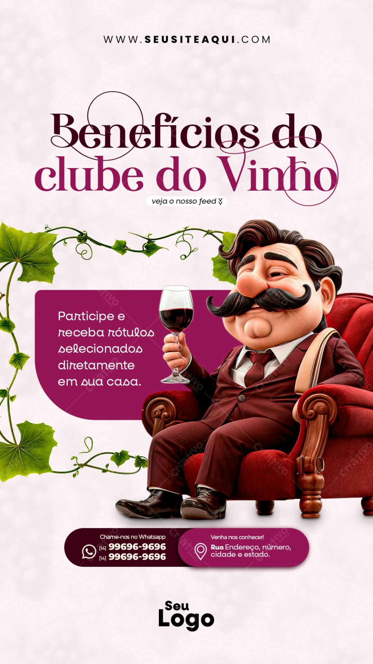 Flyer Clube do Vinho PSD Editável