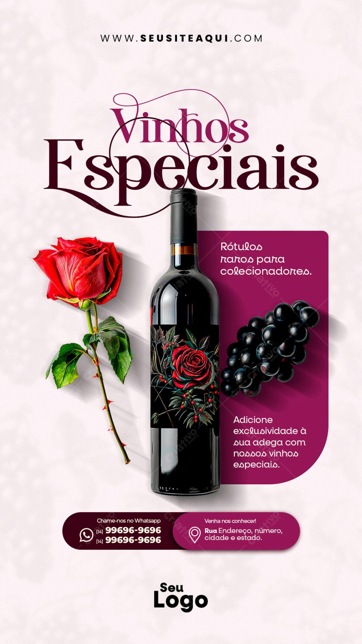 Flyer para Vinhos Especiais PSD Editável