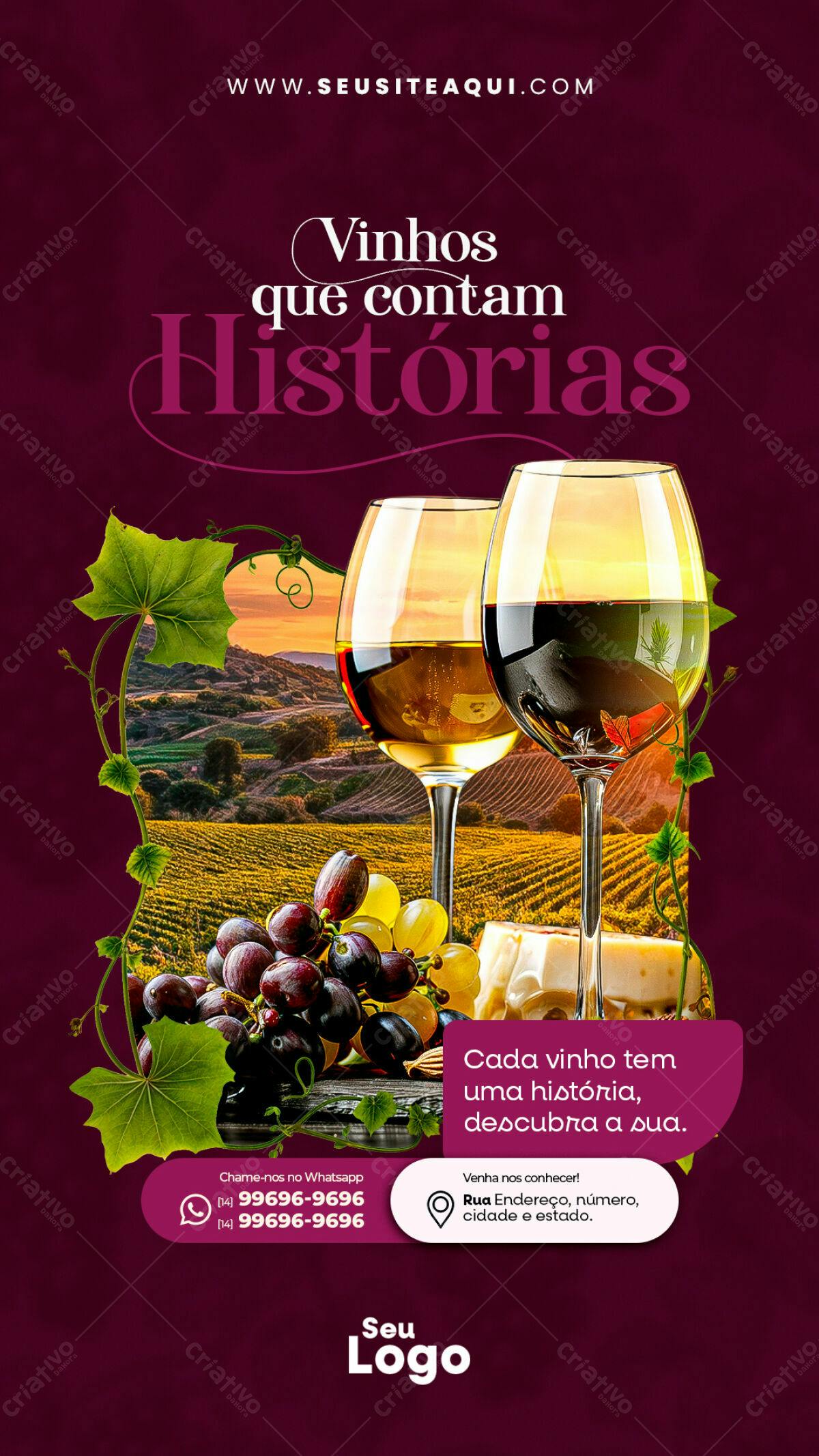 Flyer para Degustação de Vinhos PSD Editável