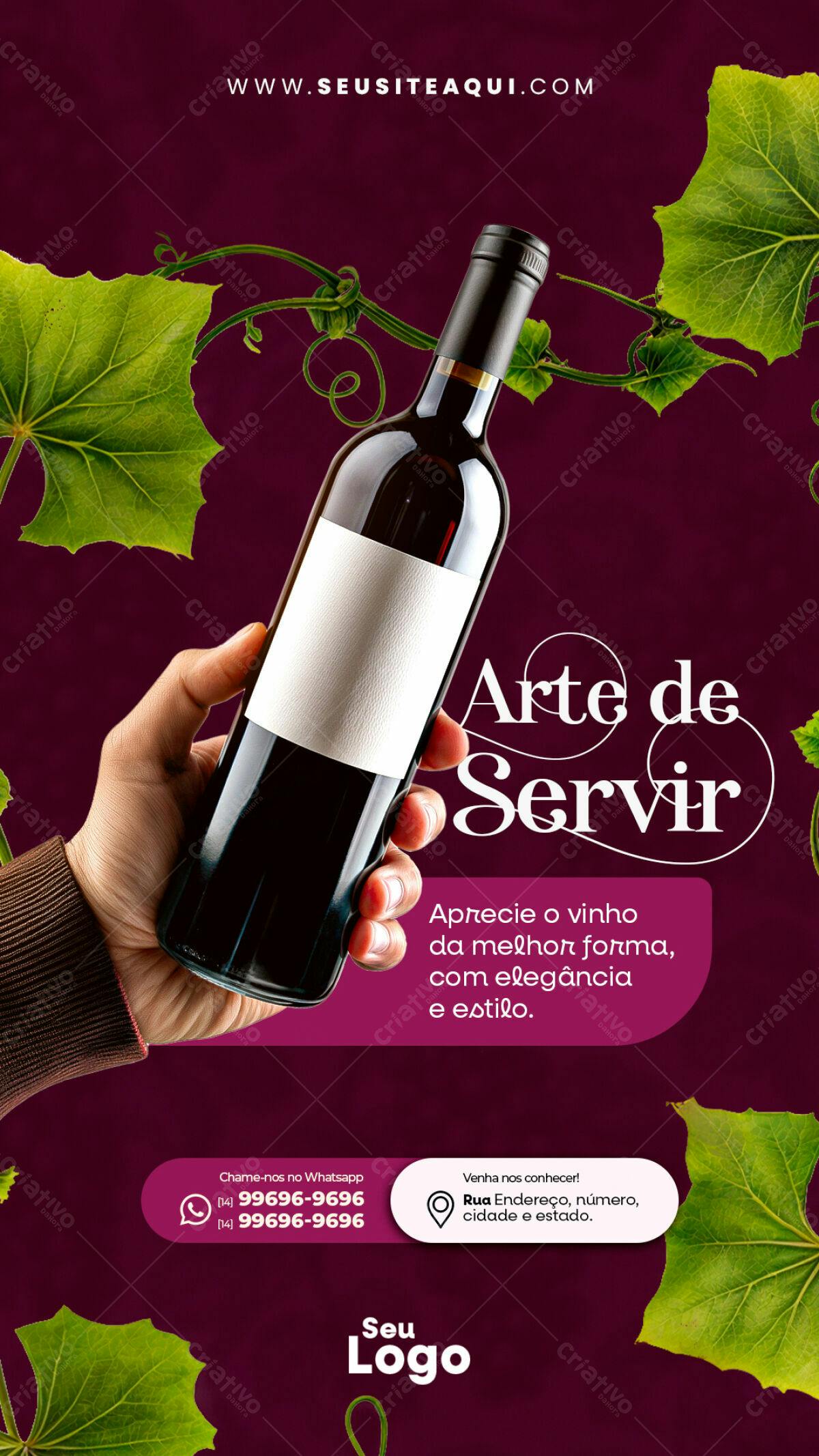 Flyer para Degustação de Vinhos PSD Editável