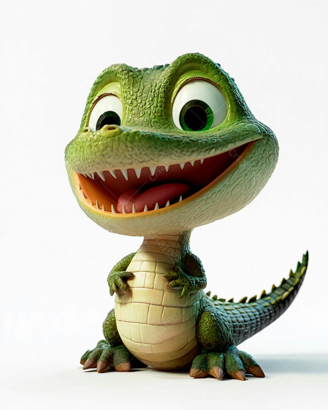Crocodilo Cartoon Feliz fundo branco