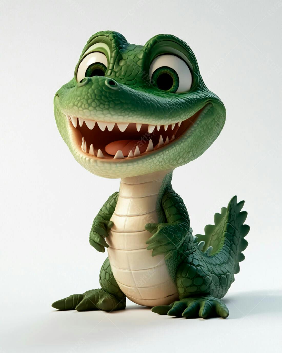 Jacaré animado sorrindo fundo branco