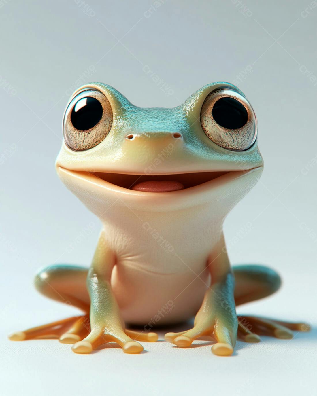 Sapo fofinho sorrindo fundo claro
