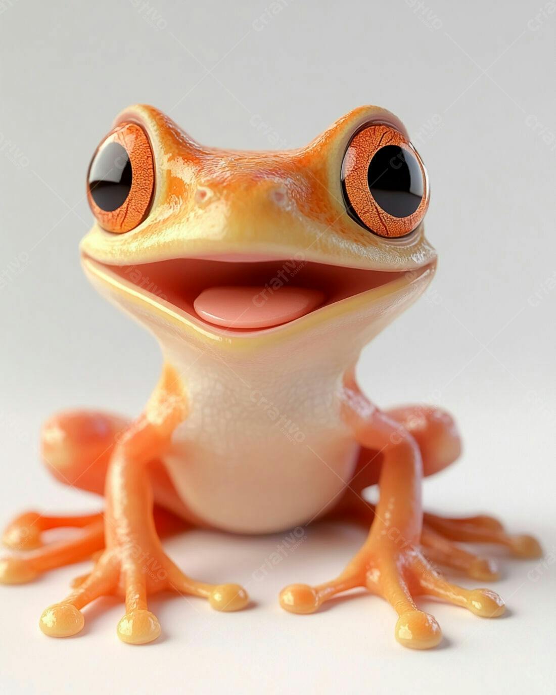 Sapo laranja sorridente desenho animado