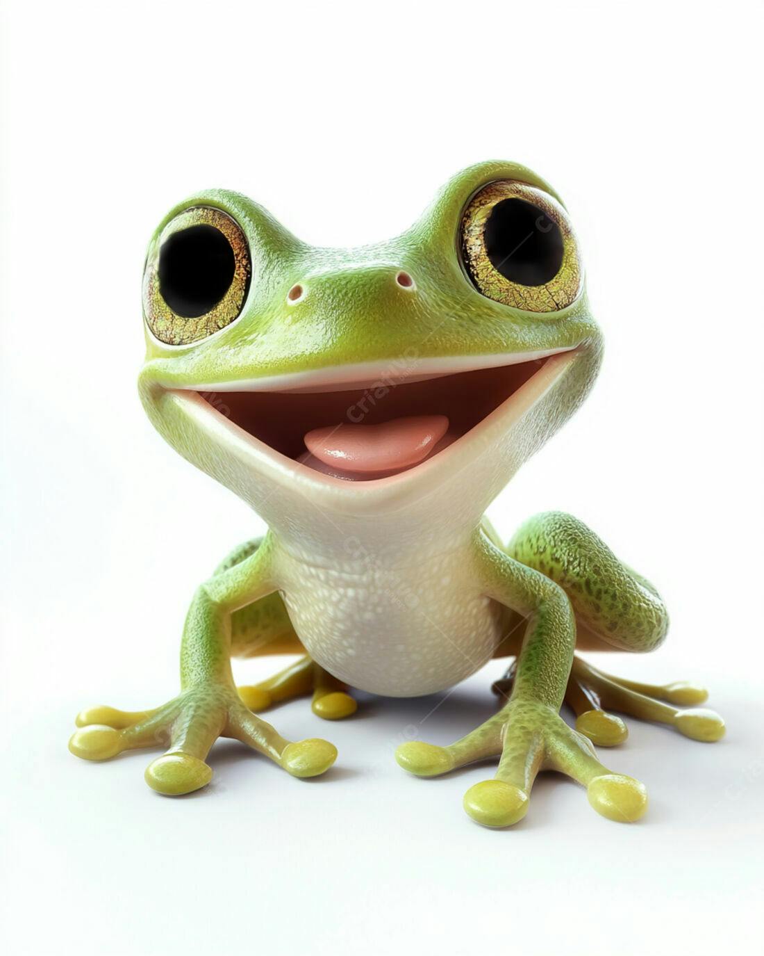 Sapo feliz sorrindo fundo branco