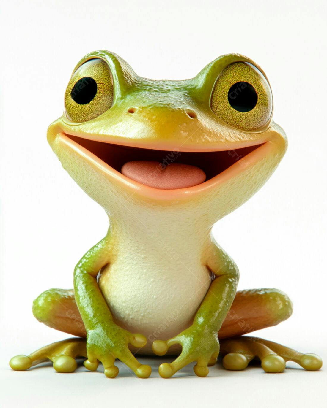 Sapo feliz sorrindo fundo branco