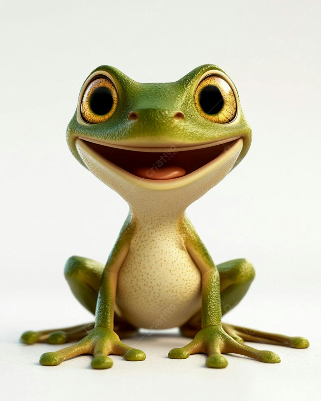 Sapo alegre fundo branco ilustração 3D