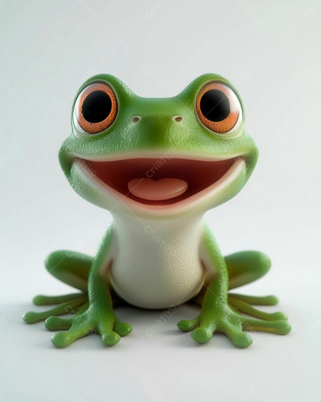 Sapo animado sorrindo fundo branco