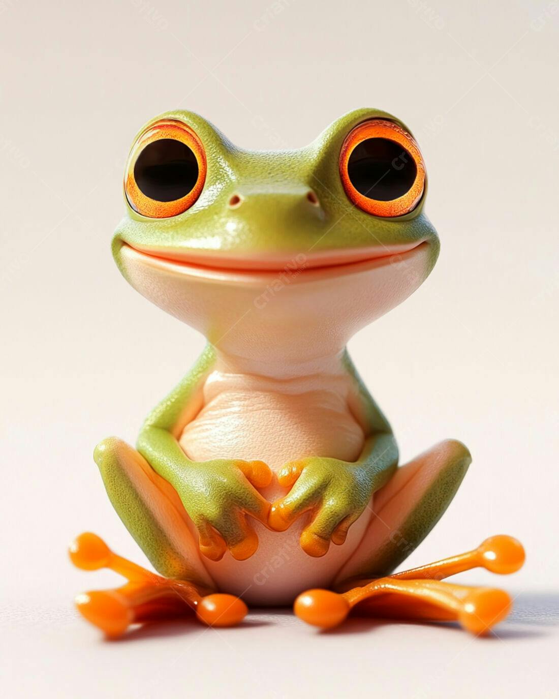 Sapo verde fofo sorrindo desenho animado