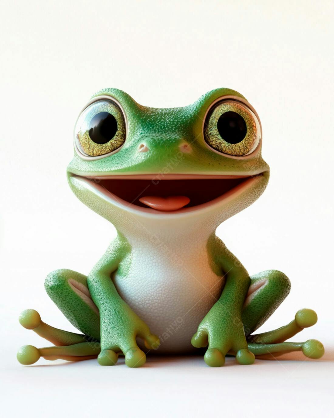 Sapo animado feliz fundo branco