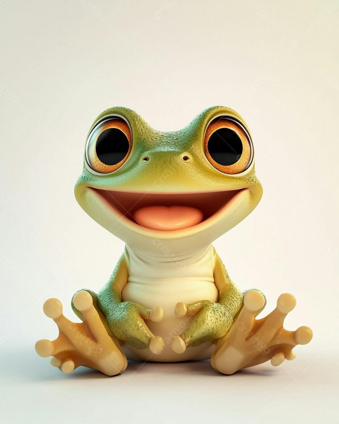 Sapo fofo sorrindo fundo branco