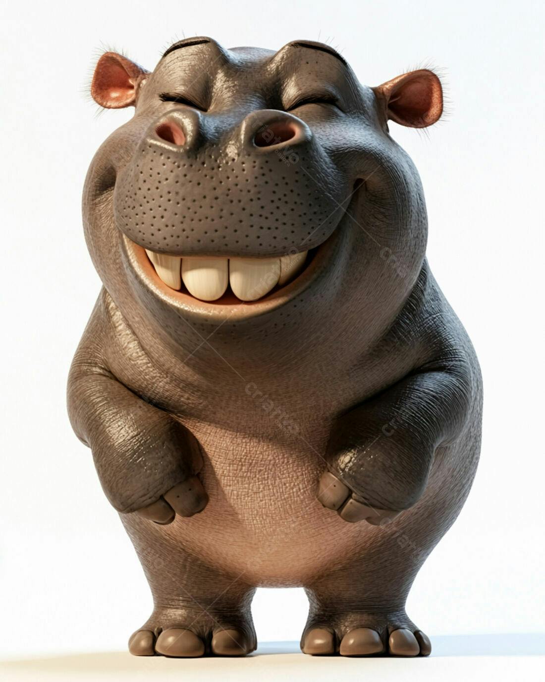 Hipopótamo fofo sorrindo desenho animado