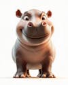 Tiny creature, cute baby hippo, smiling