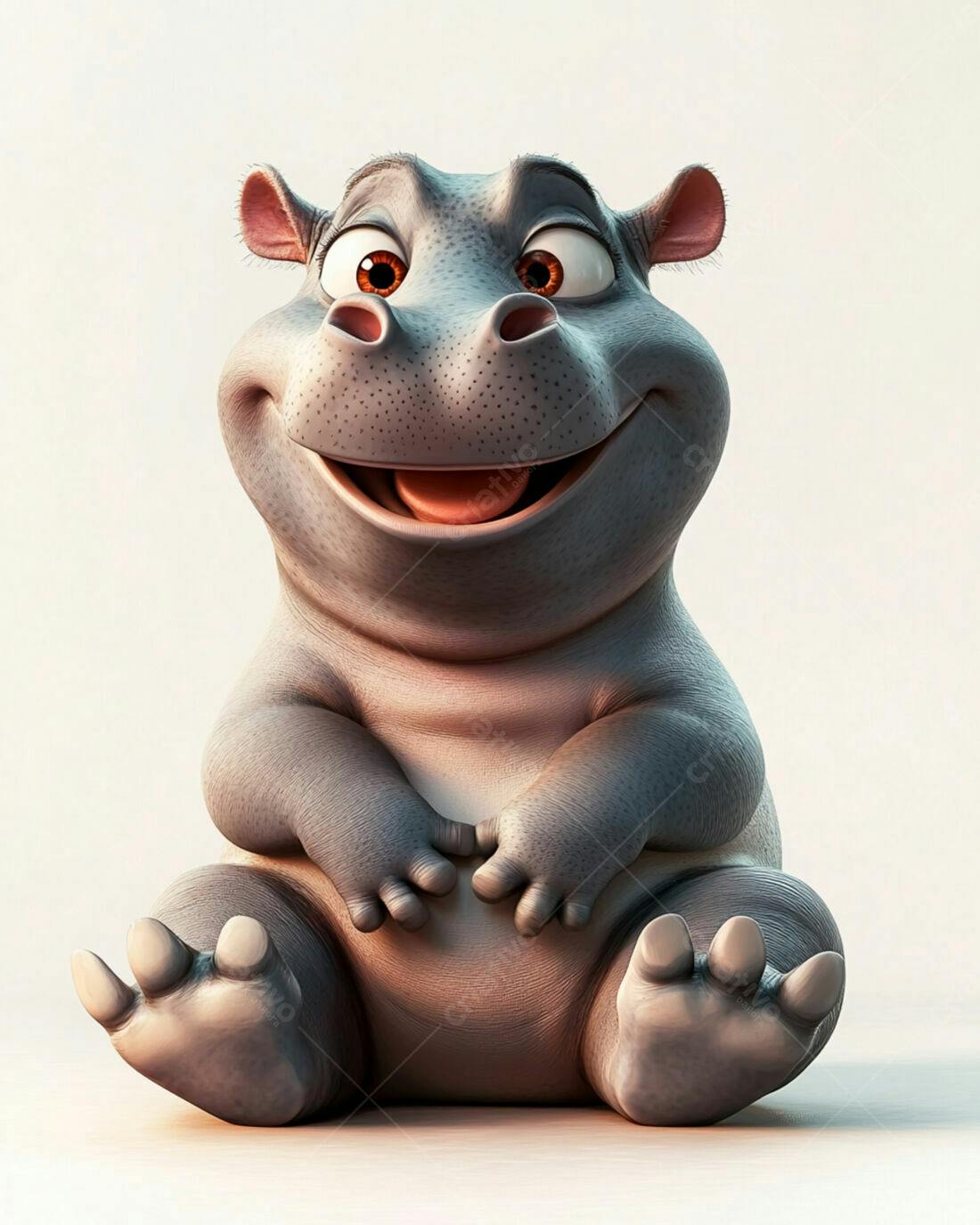 Hipopótamo animado sorrindo fundo branco
