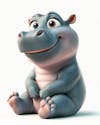 Small creature, cute baby hippo, smiling