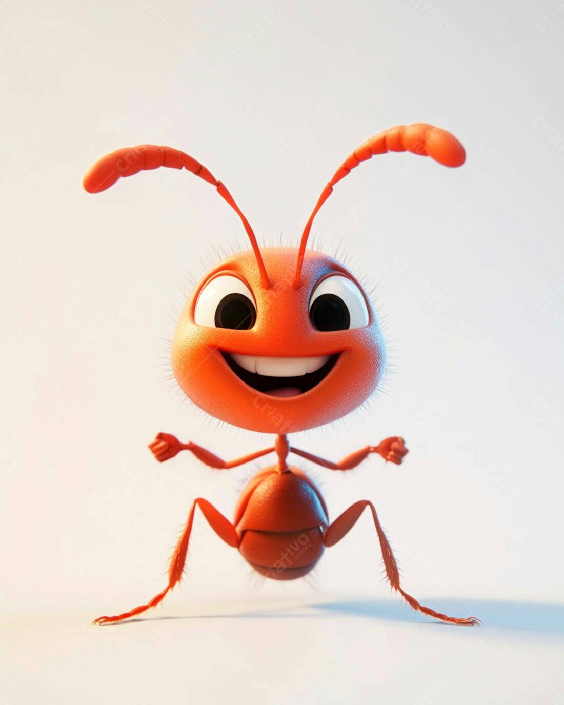 Formiga animada feliz em fundo branco