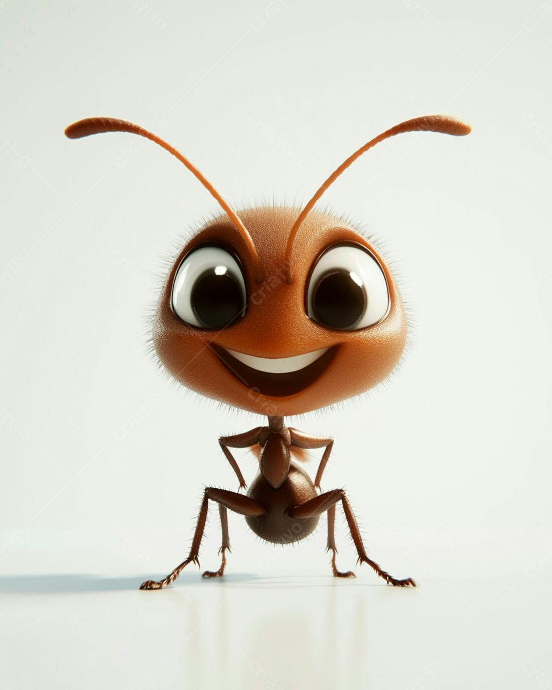 Formiga fofa sorrindo fundo branco