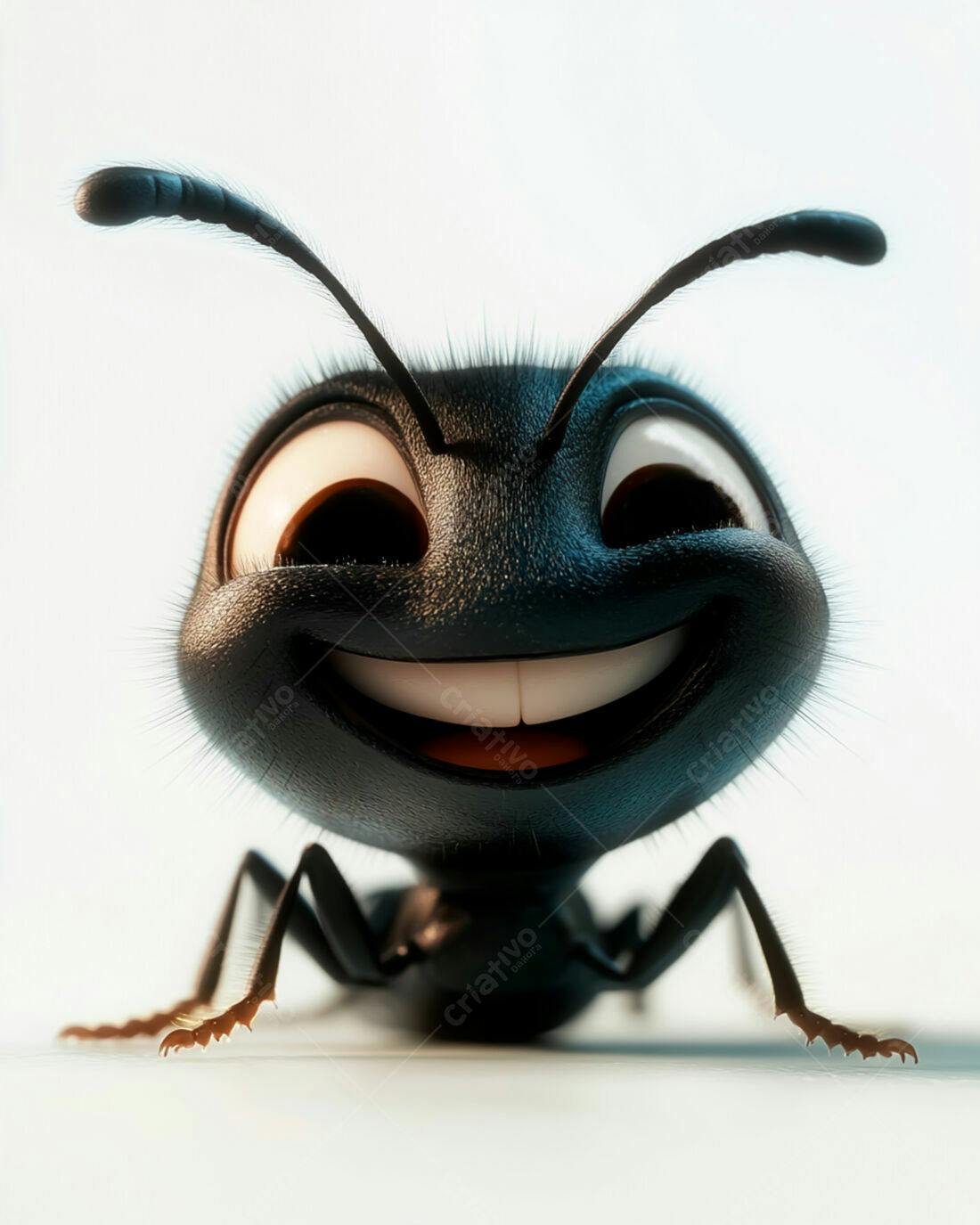 Formiga animada sorrindo fundo branco