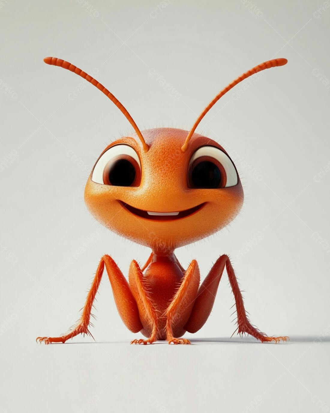 Formiga fofa sorrindo fundo branco