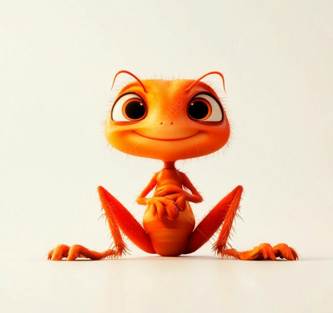 Formiga fofa laranja em pose fofa