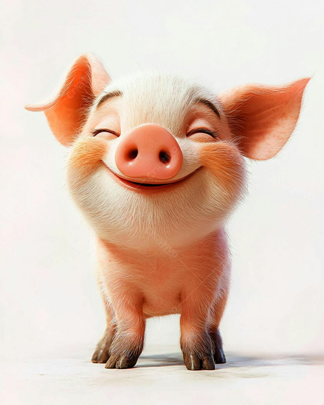 Porquinho feliz sorrindo fundo branco